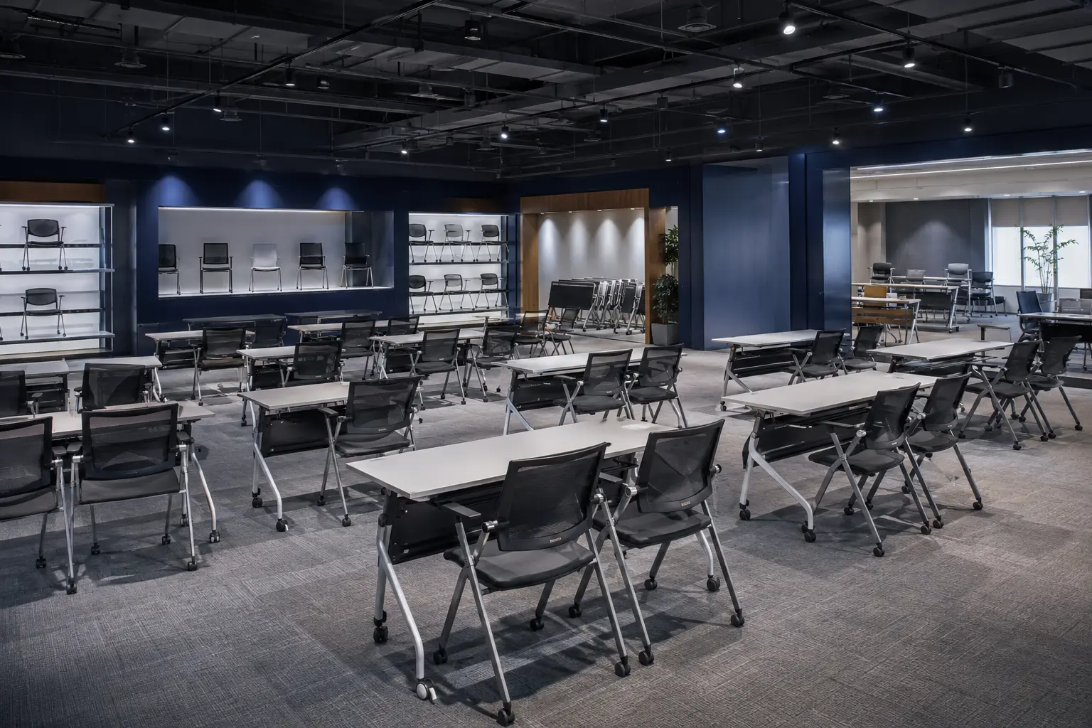 AI visualization of training furniture showroom