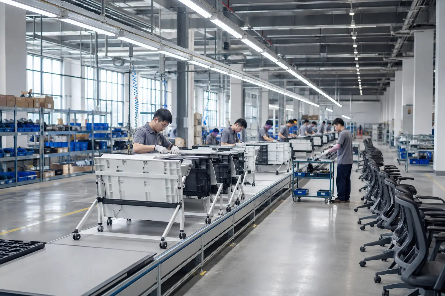 AI visualization of training furniture production floor